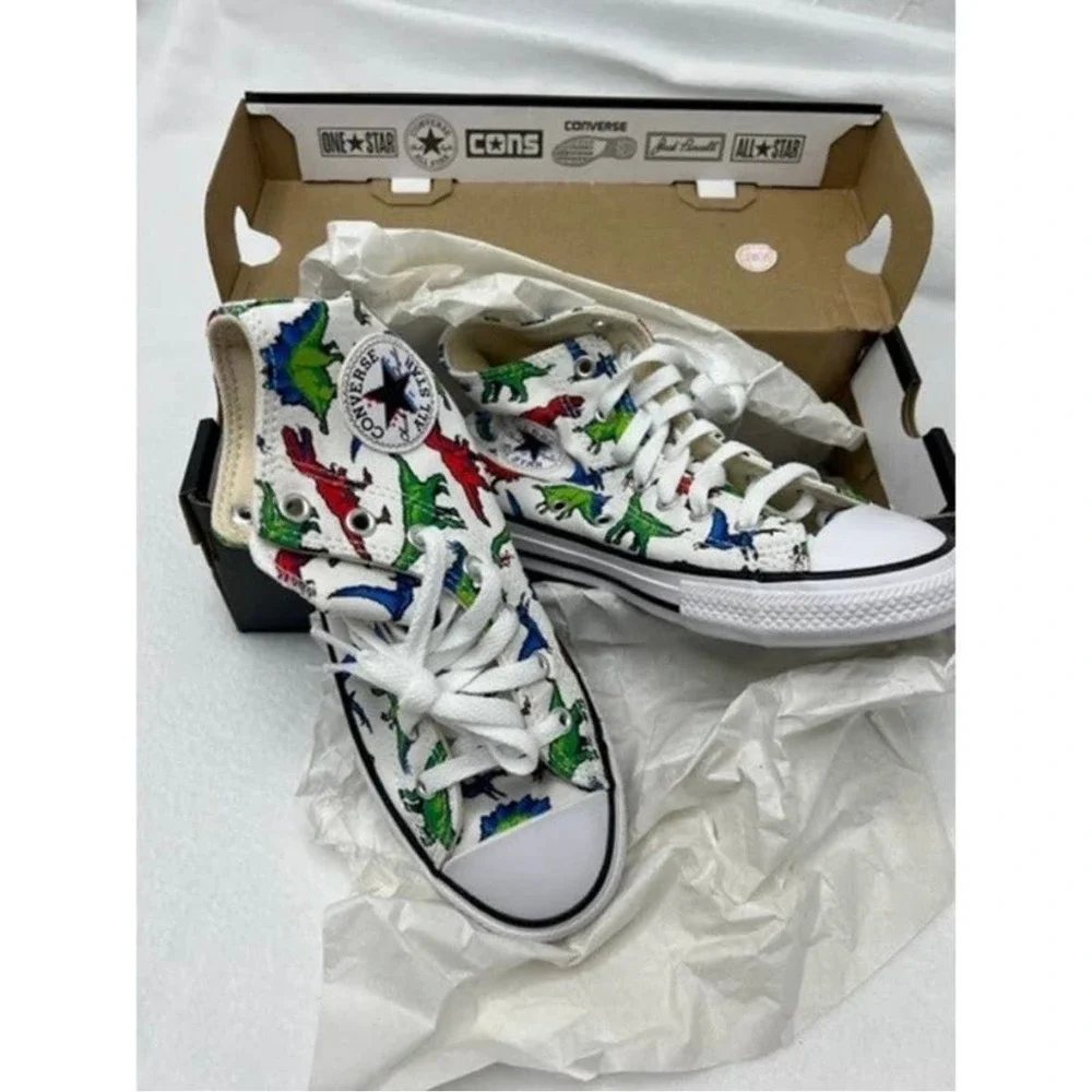 Converse Chuck Taylor All Star Dinosaur High Top Canvas Shoes Size 2 Kids